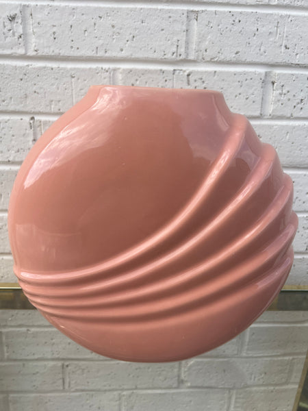 Peachy Pink Art Deco Ribbed Vase