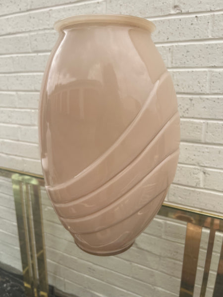 Peach Glass Ribbed Floor Vase