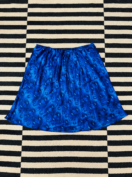 Blue Snake Print Satin Skirt