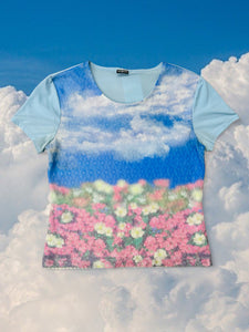 Lace Damask Field and Clouds Top