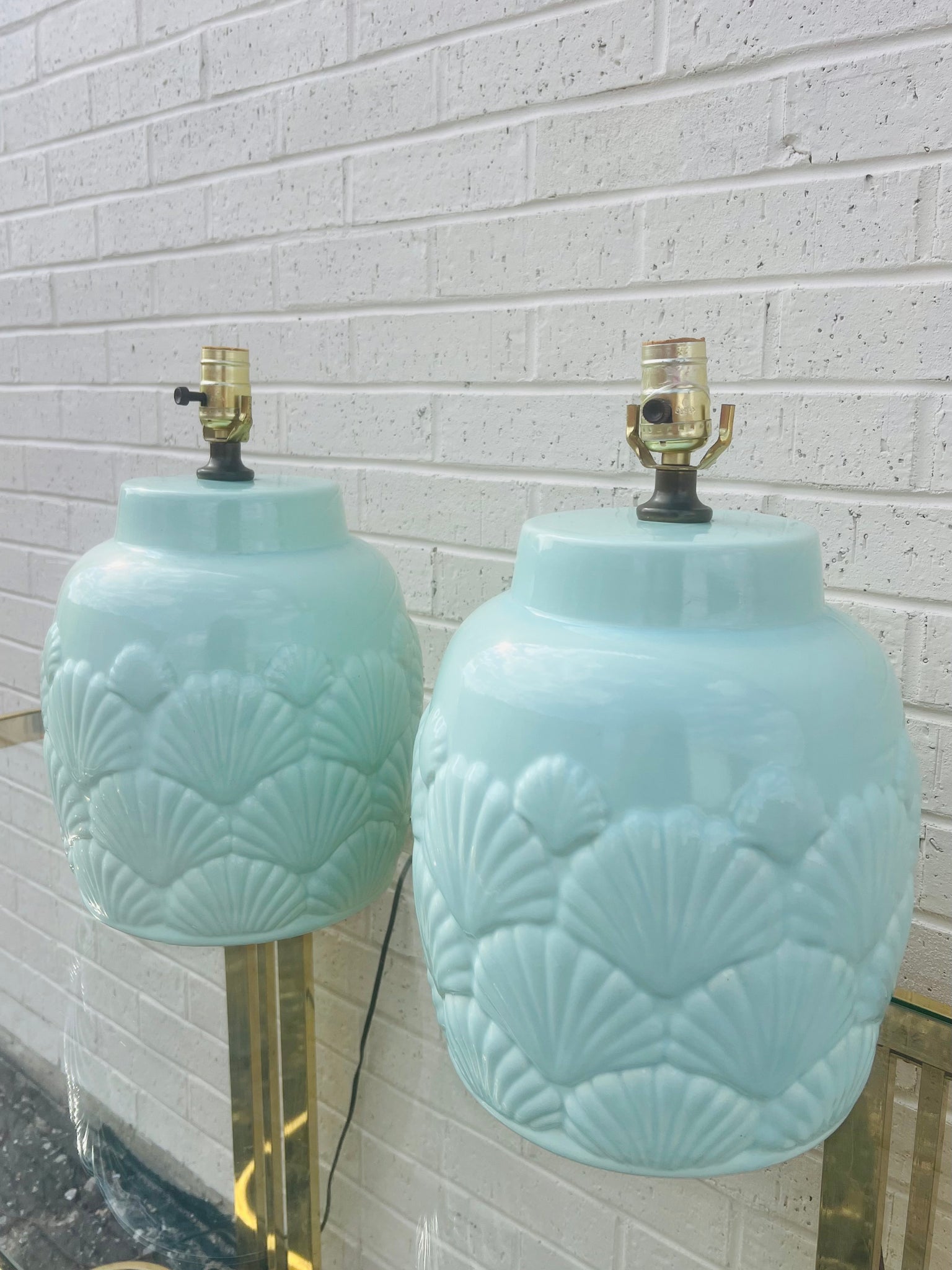 Mint Green Shell Lamps