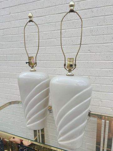 Cream Ceramic Art Deco Lamps