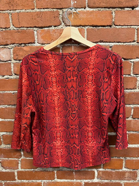 Red Snake Print Top