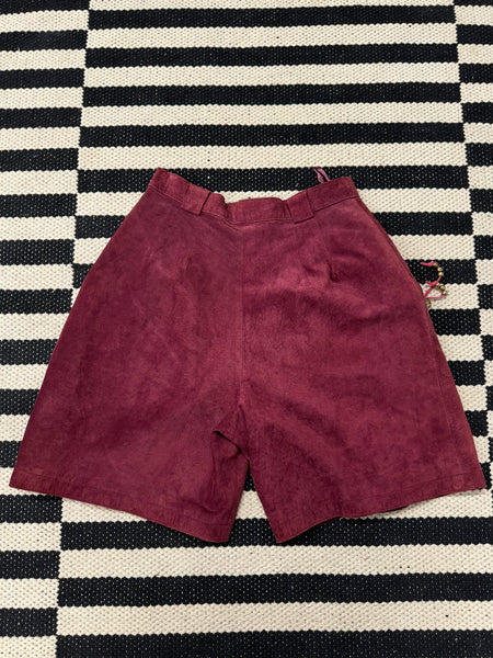 Maroon Suede Shorts