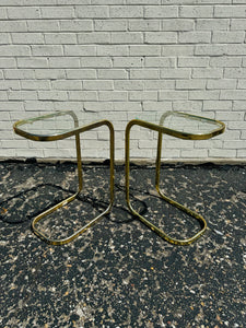 Pair of Milo Baughman Style Cantilever Side Tables - LOCAL PICKUP/REGIONAL DELIVERY ONLY