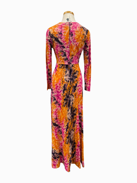 70s Batik Print Maxi Dress