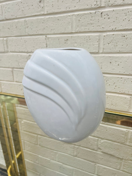 White Art Deco Wave Vase