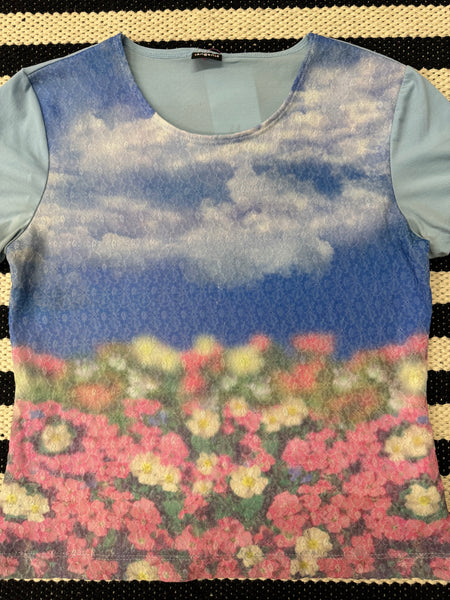 Lace Damask Field and Clouds Top