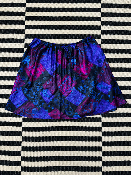 Purple Bandana Print Satin Skirt