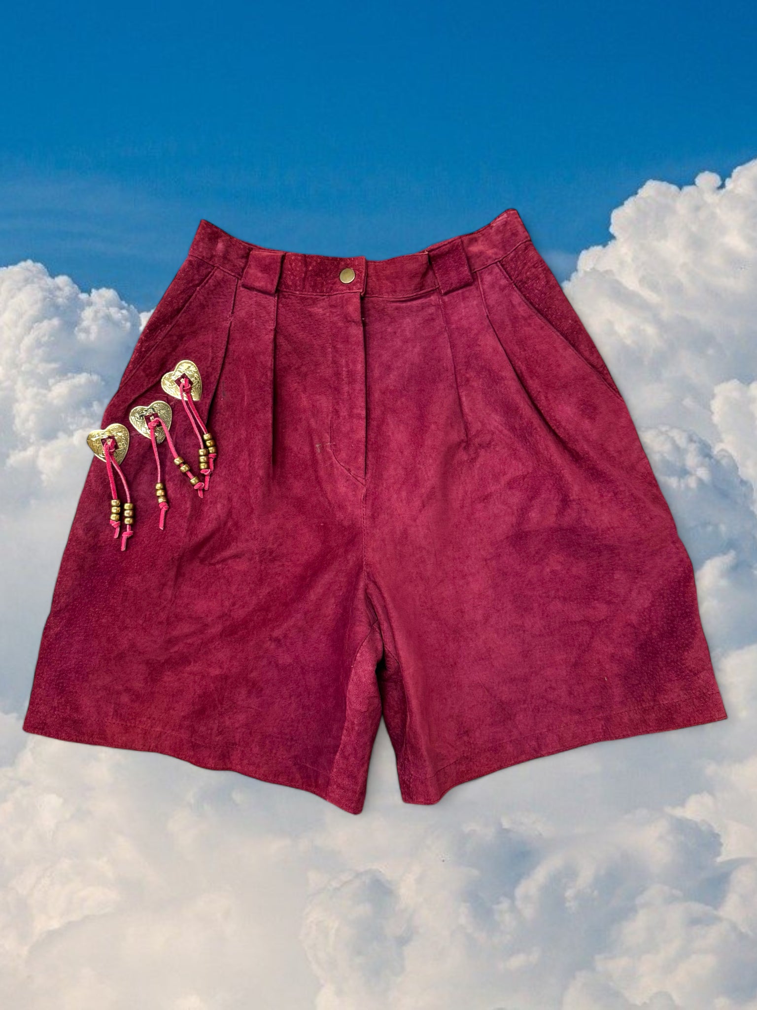 Maroon Suede Shorts