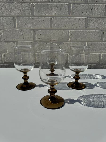 Libbey Brown Stemmed Tulip Glasses