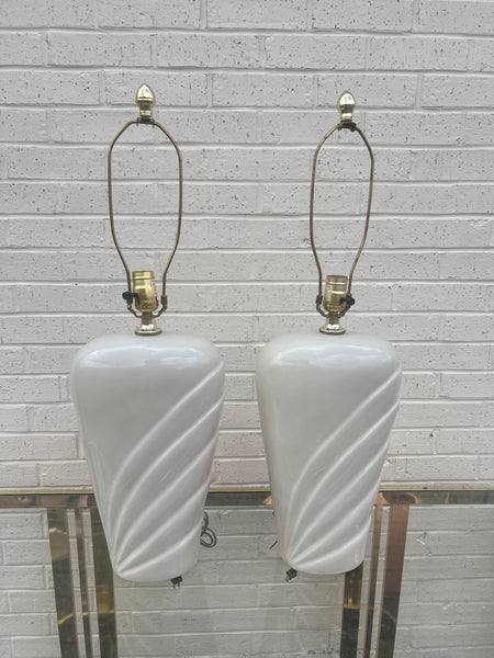 Cream Ceramic Art Deco Lamps