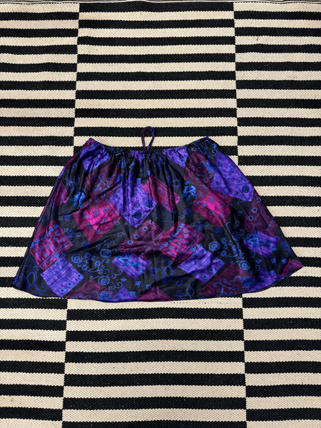 Purple Bandana Print Satin Skirt