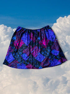 Purple Bandana Print Satin Skirt