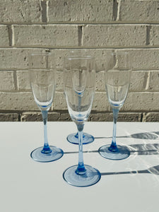 Blue Stemmed French Champagne Flutes