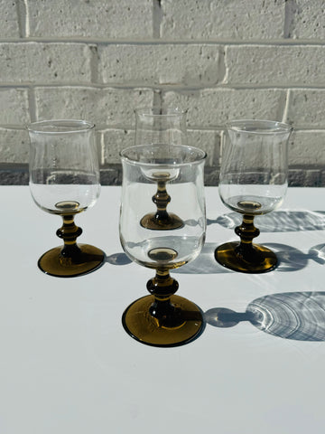 Libbey Brown Stemmed Tulip Glasses