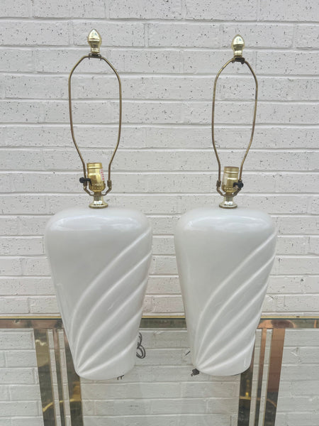 Cream Ceramic Art Deco Lamps