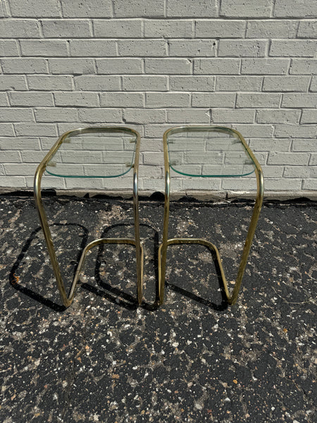 Pair of Milo Baughman Style Cantilever Side Tables - LOCAL PICKUP/REGIONAL DELIVERY ONLY