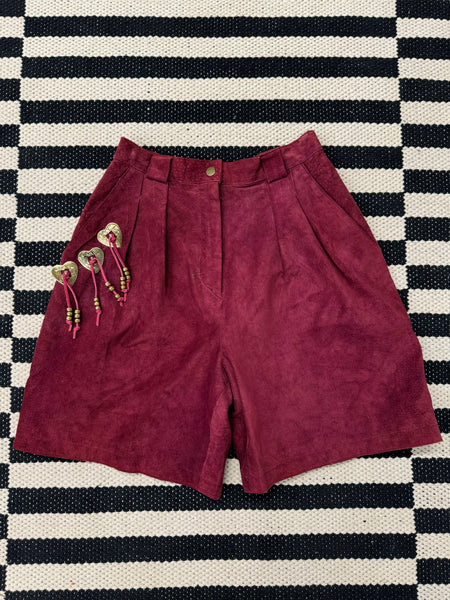 Maroon Suede Shorts