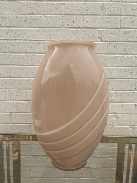 Peach Glass Ribbed Floor Vase