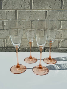 Pink Stemmed French Champagne Flutes