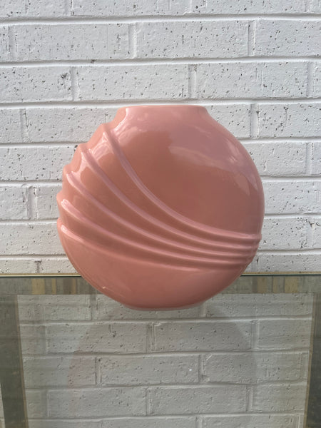 Peachy Pink Art Deco Ribbed Vase