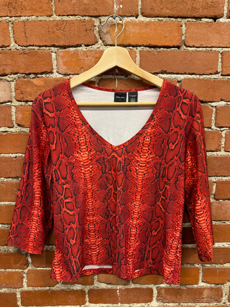 Red Snake Print Top