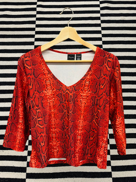 Red Snake Print Top