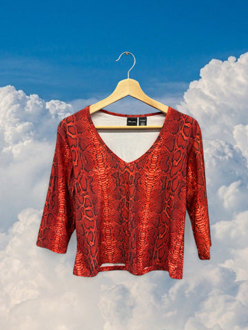 Red Snake Print Top