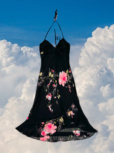 Black Floral Halter Dress